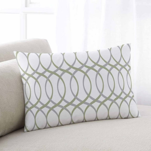 Abstract Sage Green Throw Pillow Cover, Modern Geometric Nordic Style Rectangle Decorative Pillow Case Protector Soft Cushion Cover Lumbar Pillowcase for Couch Sofa Bedroom Car Chair Decor 16x24 Inch