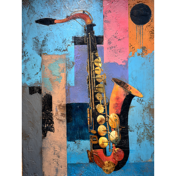 Abstract Saxophone Canvas Print, Suitable for Living Room, Office, Home, Bar Decor