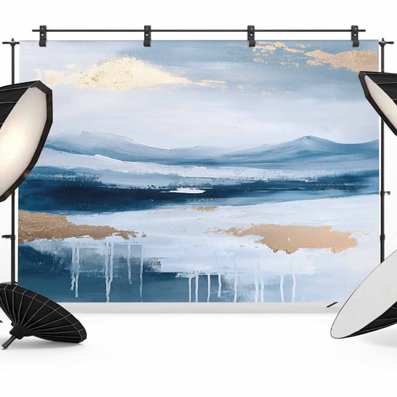 Abstract Scenery Art Backdrop for Photography, Mountain Lake Sky Blue Gradient Photo Backdrop Portrait Background Party Banner Photo Backgrounds for Studio Booth Props, 7x5ft