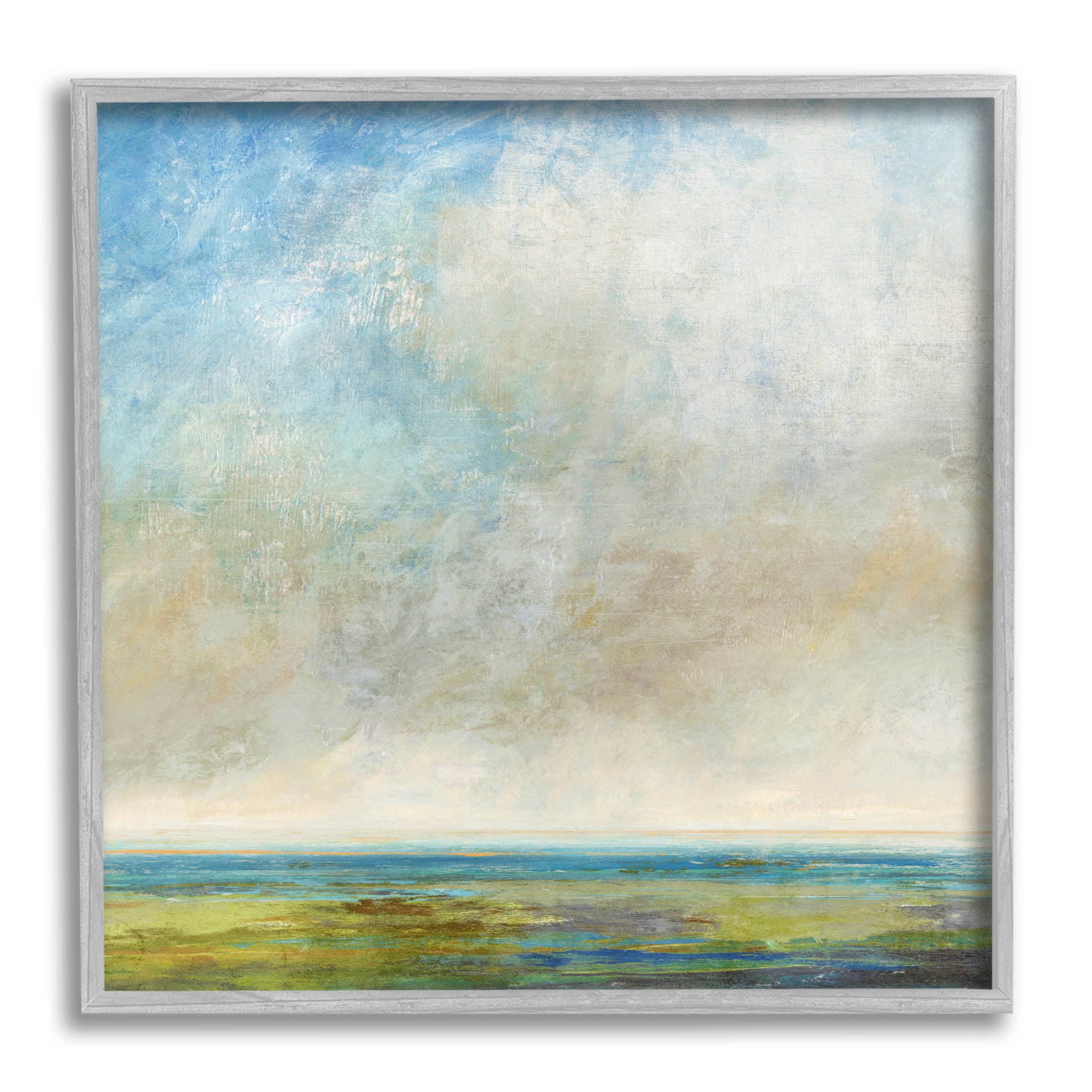 Abstract Scenery Cloudy Water View Landscape Painting Gray Framed Art Print Wall Art