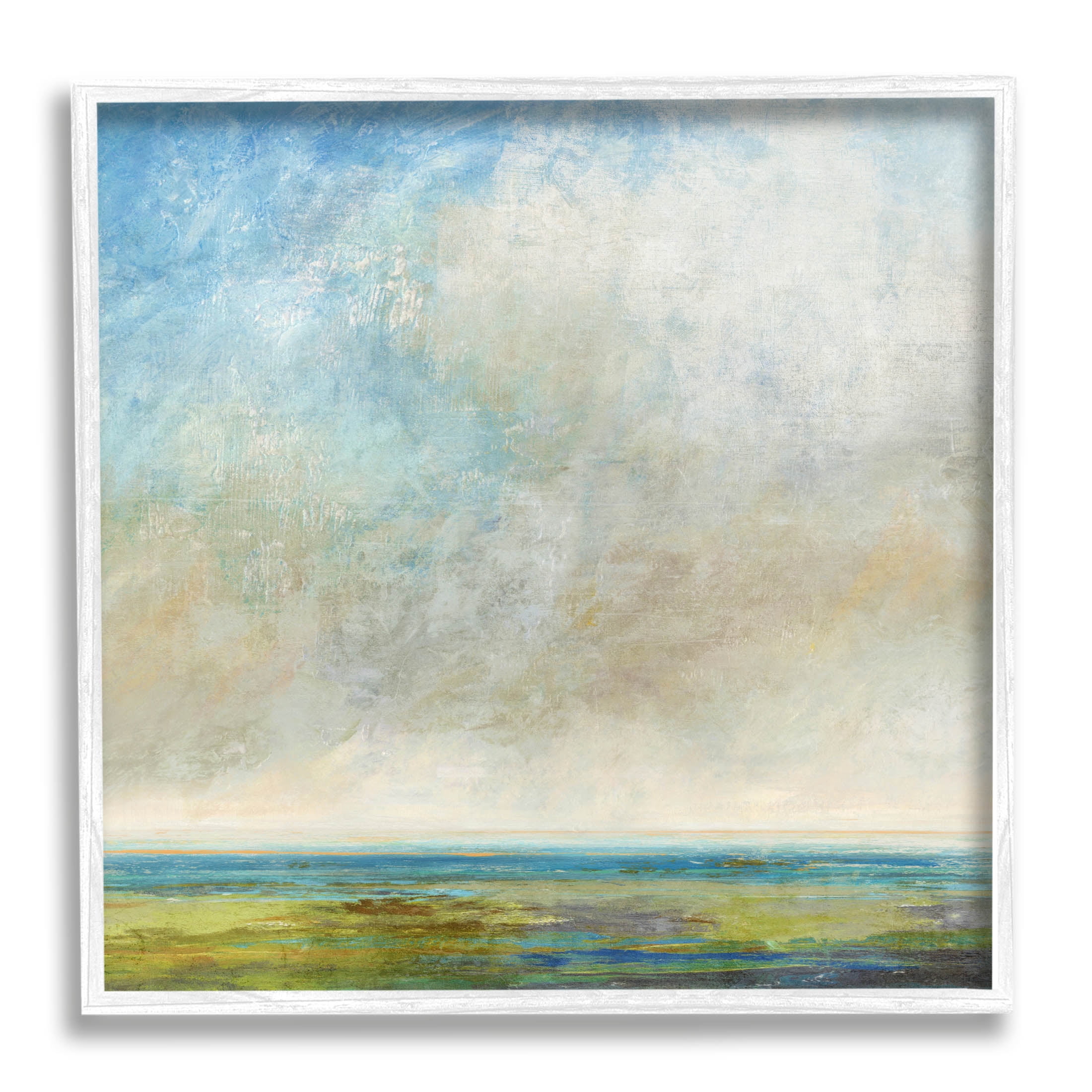 Abstract Scenery Cloudy Water View Landscape Painting White Framed Art Print Wall Art