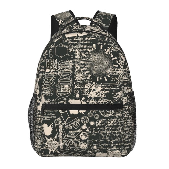 Abstract Scientific Vintage Science Backpack Casual College Bag Zipper Laptop Daypack Hiking Rucksack Travel
