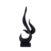 Abstract Sculpture Decor, Flame Statue Resin Art Figurines Modern Home Decor for Living Room TV Stand Office Shelf Accents Minimalist Centerpiece Table Decorations, Black