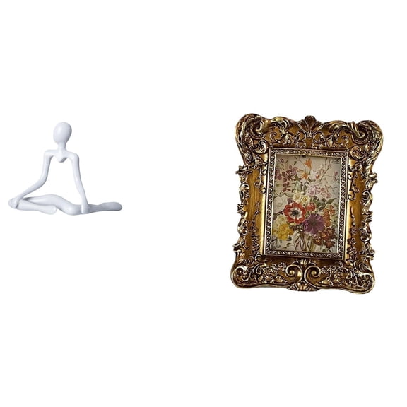 Abstract Sculpture Photo Frame Desk Figurine Retro Resin Hand Carved Table Decoration for Bedroom Office Living Room