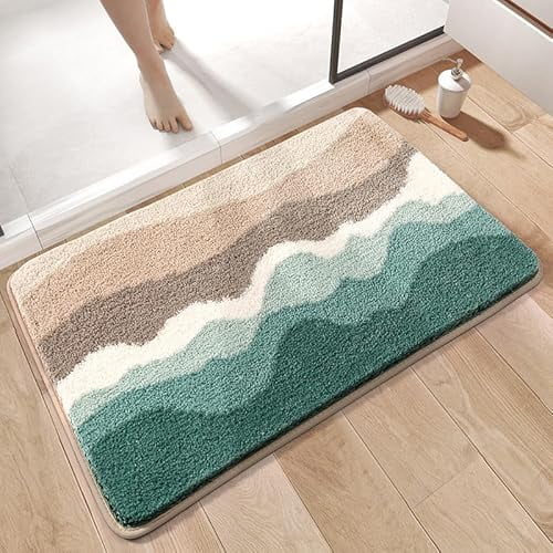 Abstract Sea Wave Beach Latch Hook Rug Kit for Adults Easy Carpet Cushion with Printed Canvas Crochet Yarn Craft DIY Hooking Tapestry for Home Floor Decoration Pets Pads 60x40cm