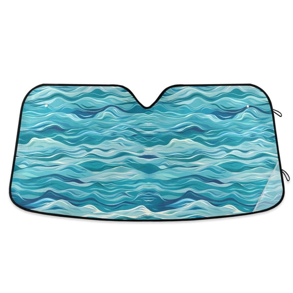 Abstract Sea Wave Car Windshield Sun Shade Foldable Car Front Window Visor Heat and UV Protection 53x23.5