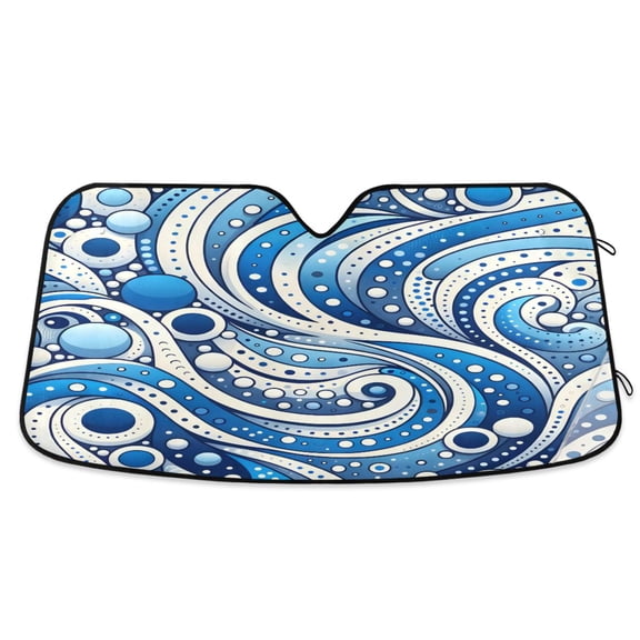 Abstract Sea Wave Car Windshield Sun Shade Foldable Car Front Window Visor Heat and UV Protection 53x23.5