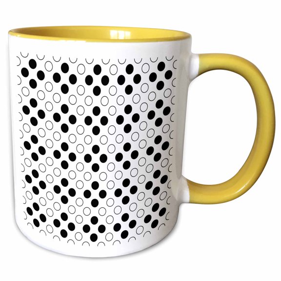 3drose, Abstract Seamless Circle Pattern Background - Monochrome Vector Design, 11oz Two-tone Yellow Mug