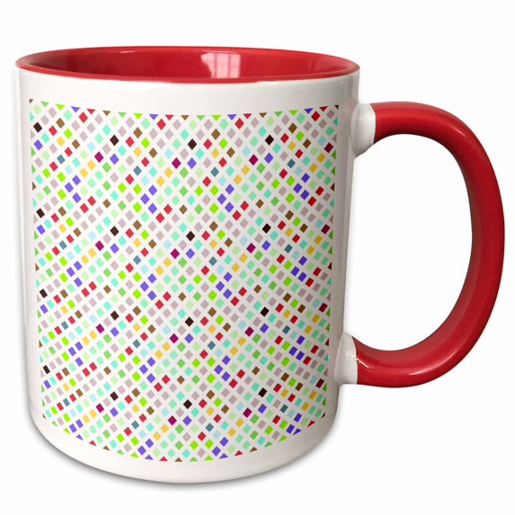 3drose, Abstract Seamless Diagonal Square Pattern Background Design, 11oz Two-tone Red Mug