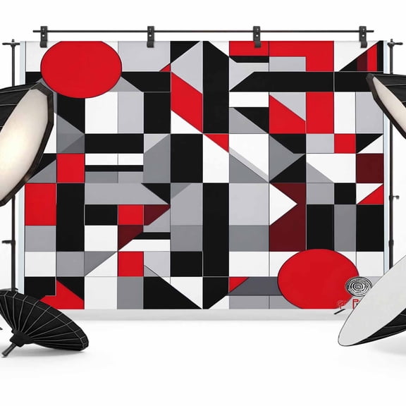 Abstract Seamless Stitching Backdrop for Photography, Red Black Striped Design Photo Backdrop Portrait Background Party Banner Photo Backgrounds for Studio Booth Props, 7x5ft