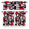 thumbnail image 1 of Abstract Seamless Stitching Curtain Valances Set Red Black Striped Design Kitchen Curtains 36&nbsp;inch Length Rod Pocket Valance and Tiers 3 Piece Set Small Bedroom Bathroom Laundry Decor, 1 of 9