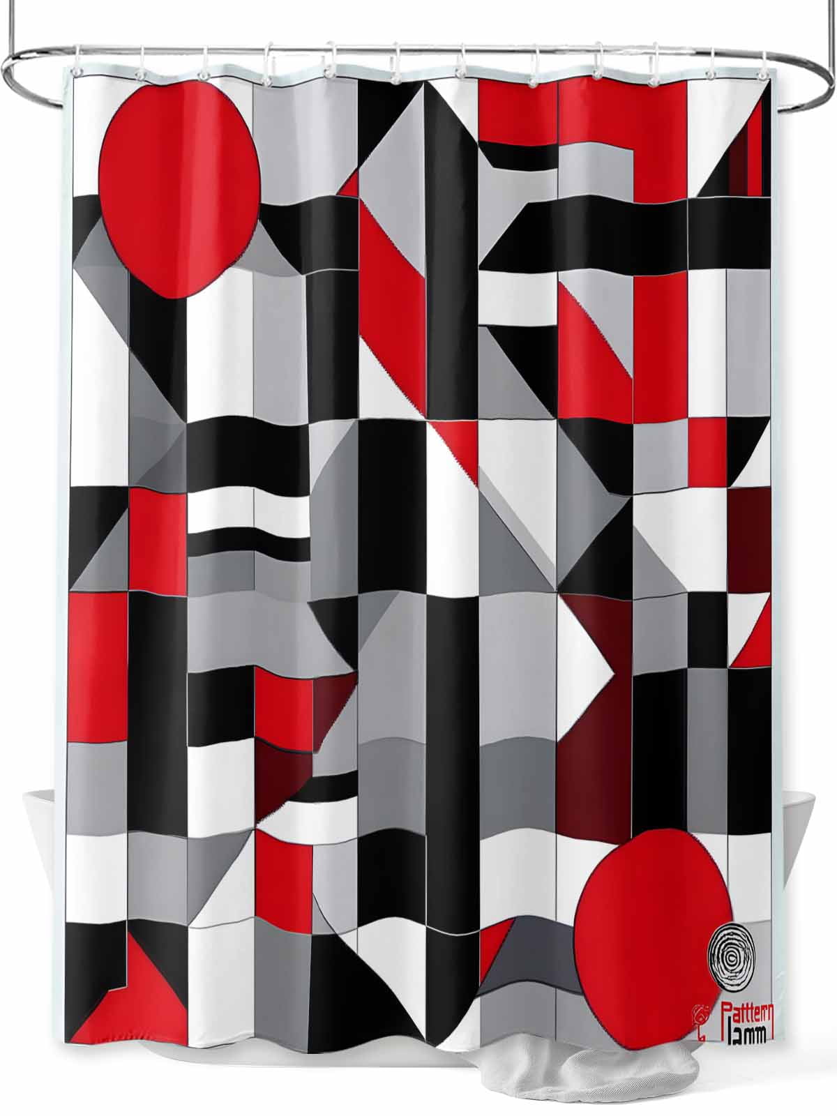 AILONEN Red Rose Heart Shower Curtain - Romantic Flower Bathroom Decor | Waterproof Polyester 72x96 With Hooks 4 thumbnail image