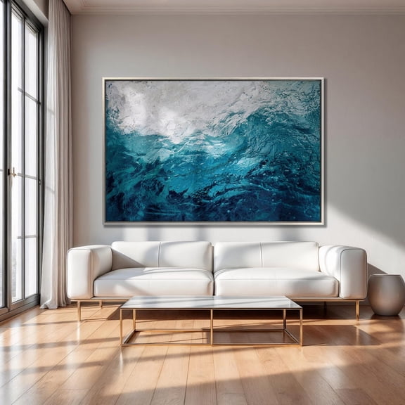Abstract Seawater Flow Wall Art Sea Ocean Wave Wave Poster Wall Decor Blue Art Blue Wall Decor Artwork Undersea Wall Decor, Unframed Canvas Size 24x36