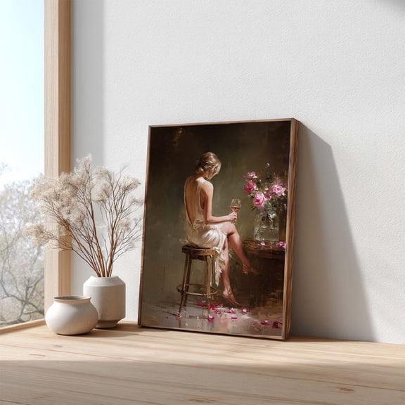 Abstract Sexy Female Wine Glasses Canvas Paintin Wall Art for Bathroom Decoration, Poster Print, Frameless