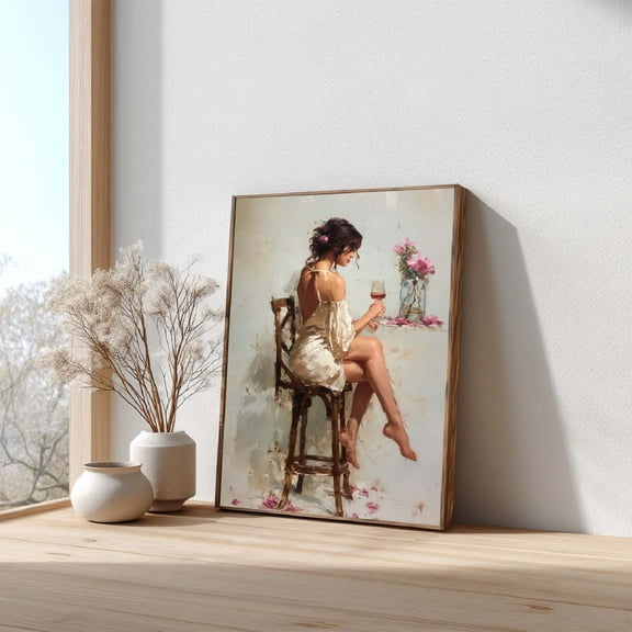 Abstract Sexy Female Wine Glasses Canvas Paintin Wall Art for Bathroom Decoration, Poster Print, Frameless