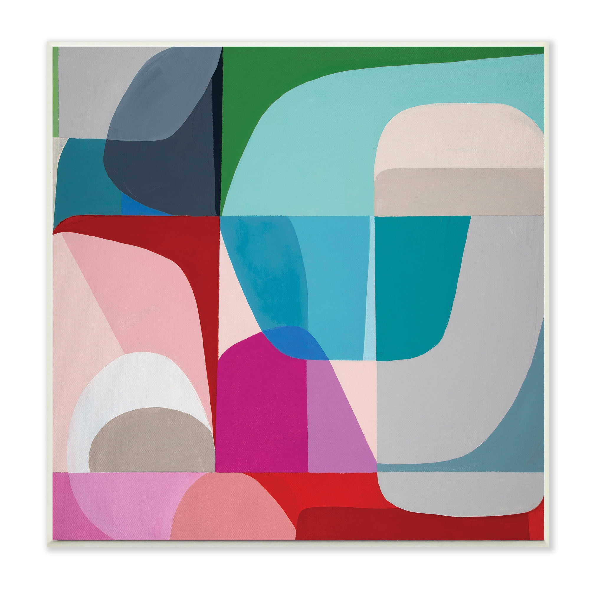 Stupell Industries Abstract Shape Collage Pop Blue Red Green,12 x 12,Designed by Marion Griese