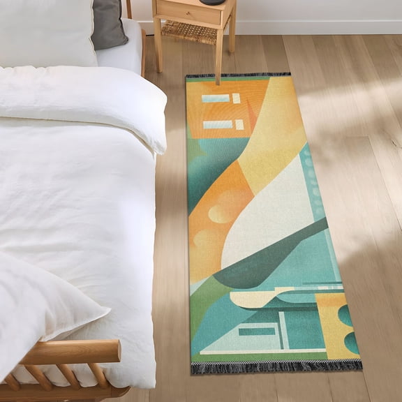 Abstract Shape Vector Art Bedroom Runner Rug 2'x 6' Non Slip Carpet Indoor Home Area Rug Living Room