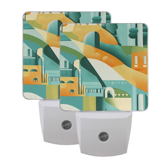 Abstract Shape Vector Art LED Night Light with Smart Sensor Plug Into Wall Dusk to Dawn 2 packs