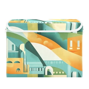 Abstract Shape Vector Art Large Storage Bins with Linen Collapsible Lid Storage Box 16.7 x 12.6 x 11.8in