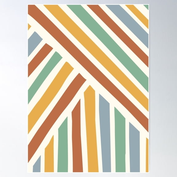 Abstract Shapes 188 In Rustic Shades Poster Wall Art, Modern Wall Decor For Living Room Bedroom, 8x12 UNFRAMED