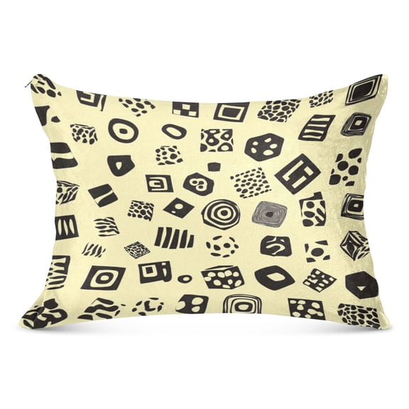 Abstract Shapes 20x40" Plush Pillow Case, Zippered Bed Pillow Cover for All Seasons Use