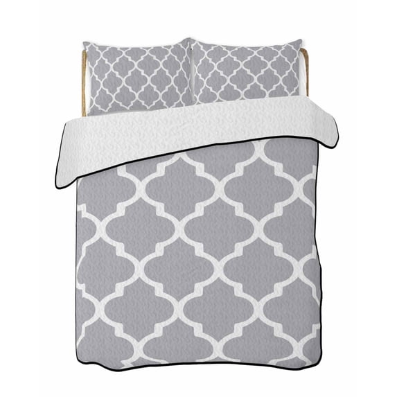 Abstract Shapes 3 Pieces Quilt Set, 1 Quilt with 2 Shams, Simple ...