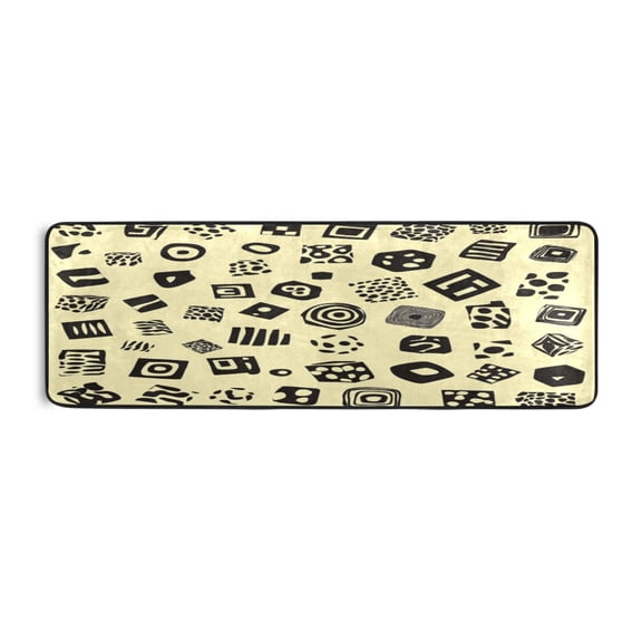 Abstract Shapes 72x24" Runner Rug, Non-Slip Memory Foam Cushion, Anti-Crease for Hallways and Bedrooms