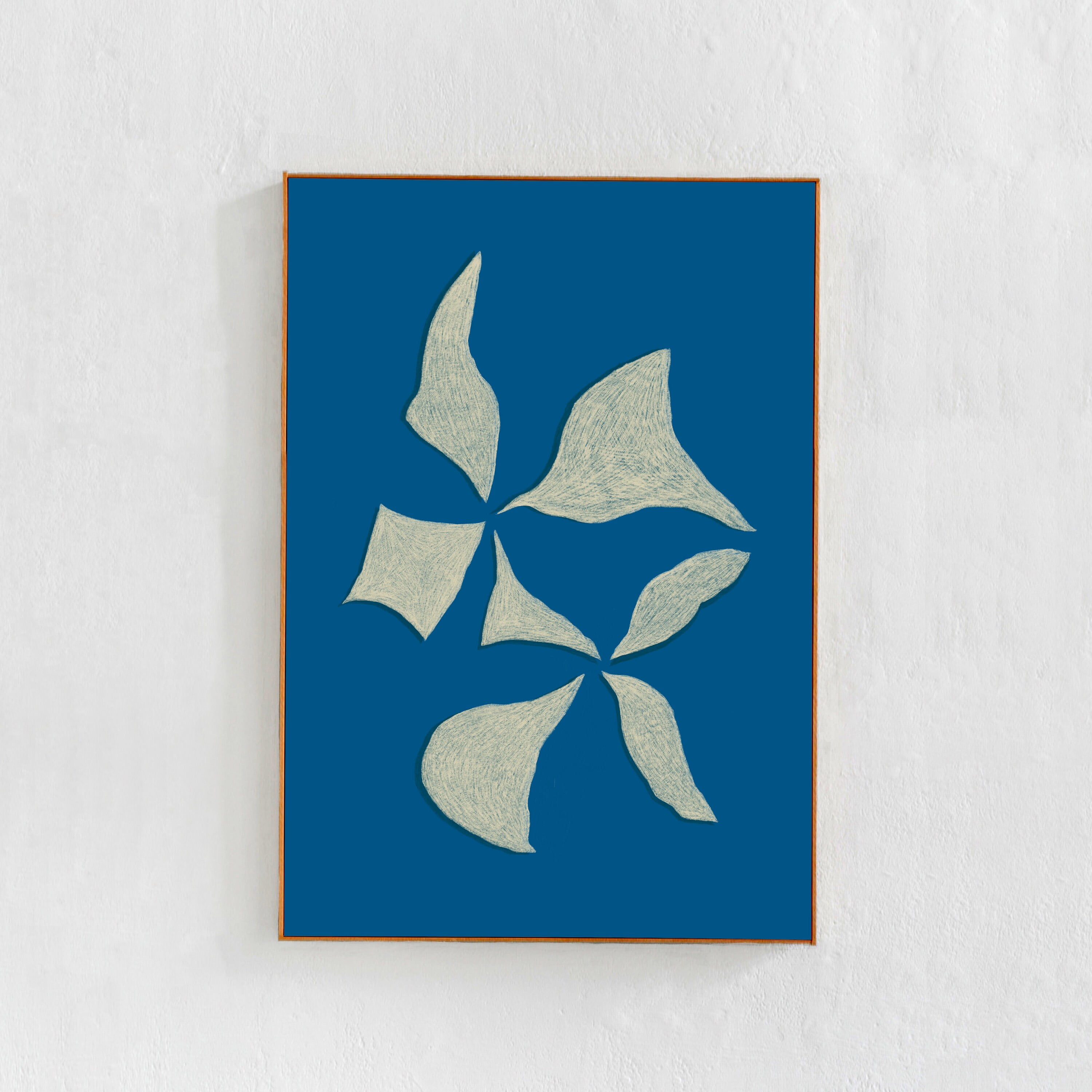 Abstract Shapes Blue Art Print – Extra Large 30×45 A0 Contemporary ...