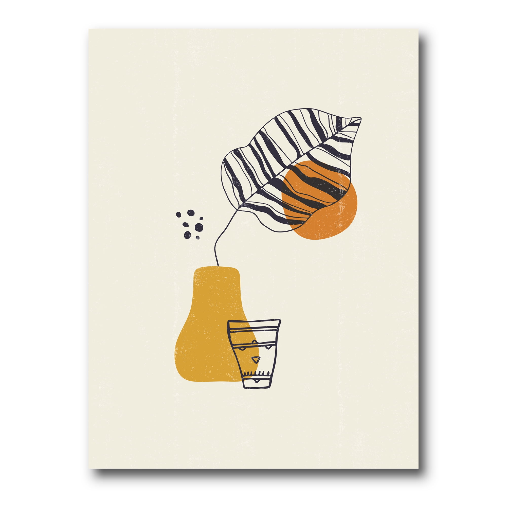 Abstract Shapes Botanical Minimalist Leaf 12 in x 8 in Painting Canvas Art Print, by Designart