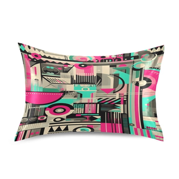 Abstract Shapes Design Satin Pillowcase 20''x26'' Double-Sided Print Soft Wrinkle Resistant