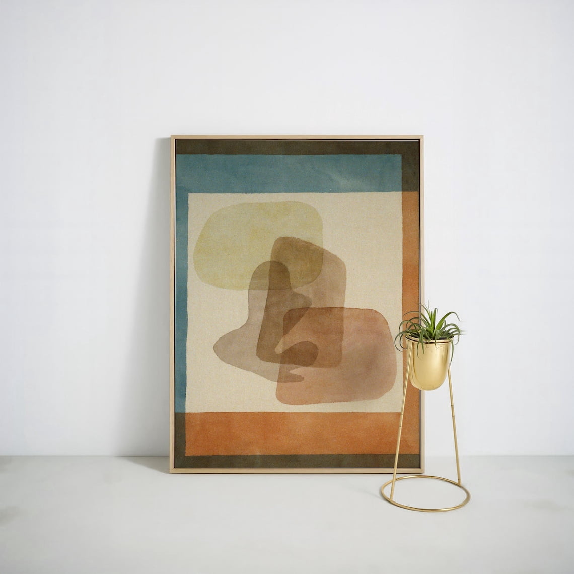 Abstract Shapes Neutral Geometric Decor Mid Century Modern, Unframed ...
