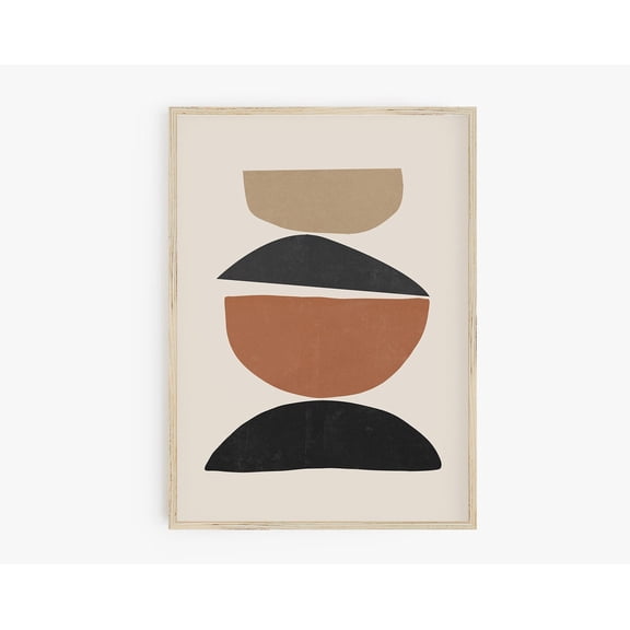 Abstract Shapes Print, Boho Art Print, Modern Wall Art, Geometric Art, Terracotta Taupe Black Abstract Print Boho Poster Print Wall Art, Modern Wall Decor, 8x12 UNFRAMED