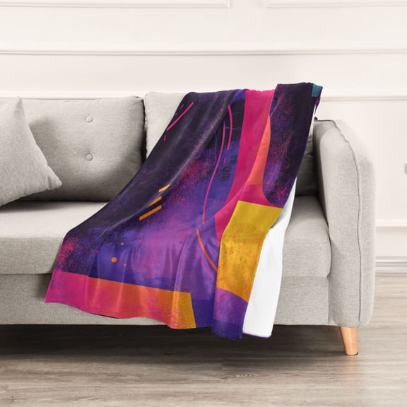 Abstract Shapes Purple Throw Blanket 60" x 90" Soft and Warm Blankets for Couch Sofa and Bed