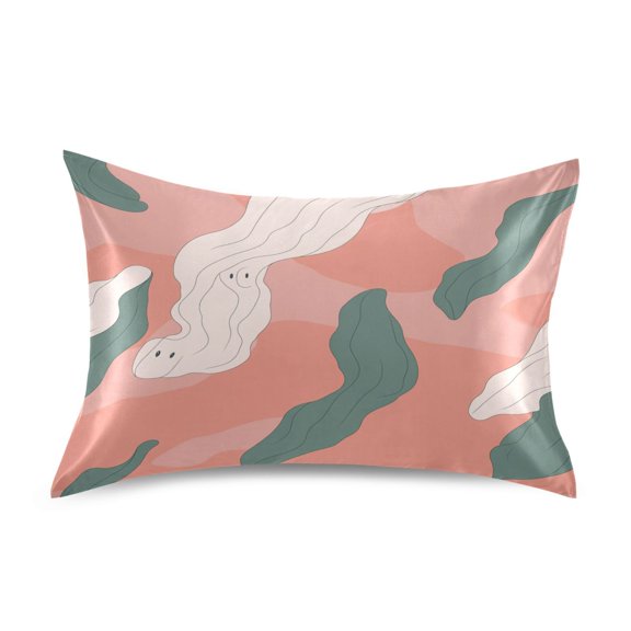 Abstract Shapes Queen Size Pillowcase Silky Smooth Finish Anti Wrinkle Design Easy Envelope Closure 20x30in