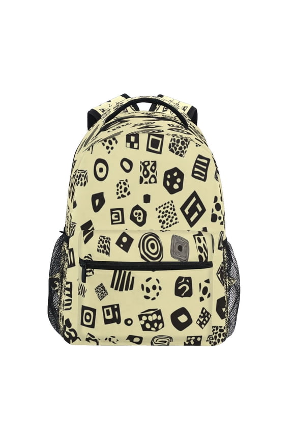Abstract Shapes Stylish Large Backpack 15L Self-Standing Durable Twill for School, Office and Travel Use
