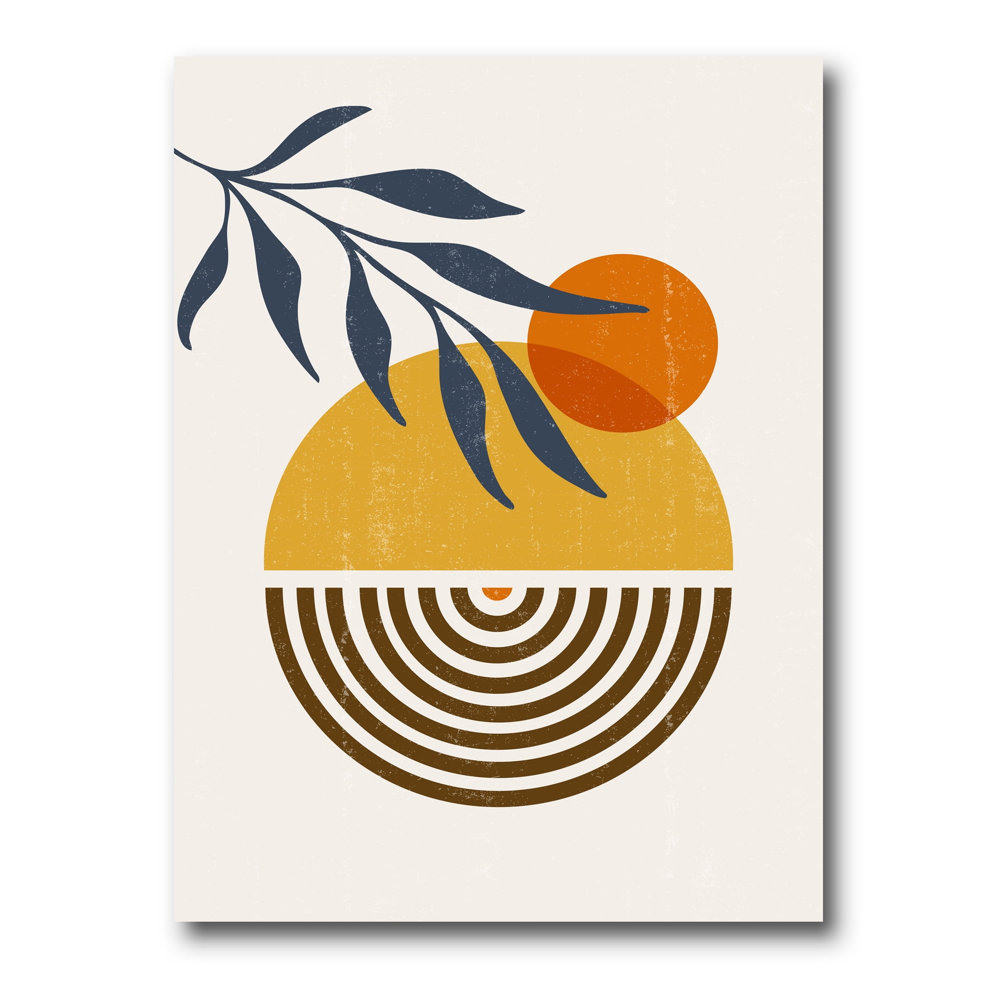 Abstract Shapes With Botanical Minimalist Leaf IV 16 in x 32 in Painting Canvas Art Print, by Designart