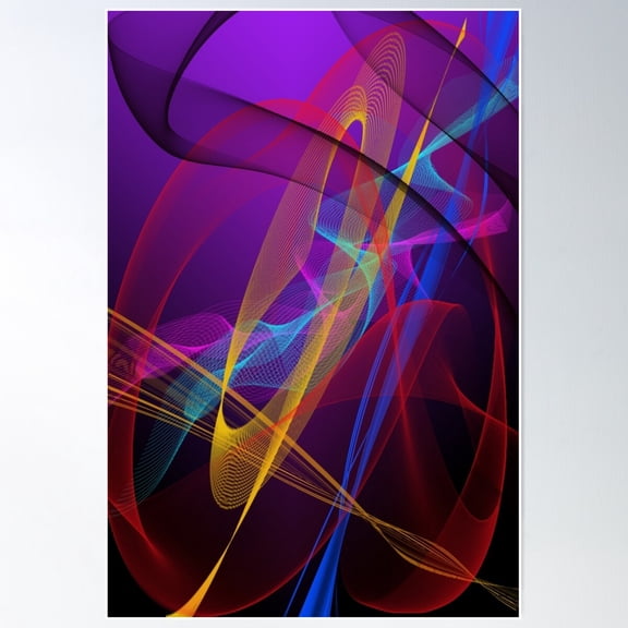 Abstract Shapes With Vector Meshes Poster Wall Art, Modern Wall Decor For Living Room Bedroom, 24x36 UNFRAMED