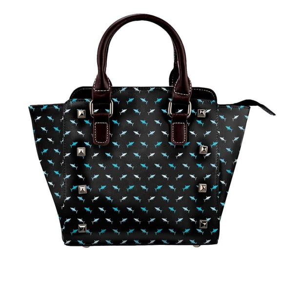Abstract Shark Symbols Rivet Fashion One-Shoulder Women's Handbag Tote Bag