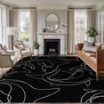 thumbnail image 1 of Abstract Sharks Washable Living Room Rugs 5'x7', Black Background Line Fish Ocean Life Simple Style Low Pile Throw Large Area Rugs Non-Slip Sturdy Edge Binding Carpet for Dining Room Bedside Kitchen, 1 of 9