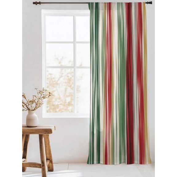Abstract Sheer Curtains 108 Inch Long 1 Panel Modern Vertical Emerald Green C Ruby Red Ream Stripes Light Filterring Curtain Drapes Voile Window Curtain for for Living Room Bedroom 52" x 108"