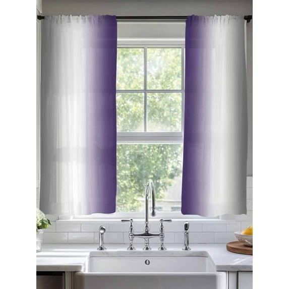 Abstract Sheer Curtains 72 Inches Long 2 Panels Dark Gray Purple Gradient Ombre Light Filtering Semi Sheer Window Curtains Drapes for Bedroom Living Room 52"x72"