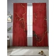 thumbnail image 1 of Abstract Sheer Curtains 84 Inches Long 2 Panels Red Golden Marble Fluid Lines Light Filtering Semi Sheer Window Curtains Drapes for Bedroom Living Room 52"x84", 1 of 7