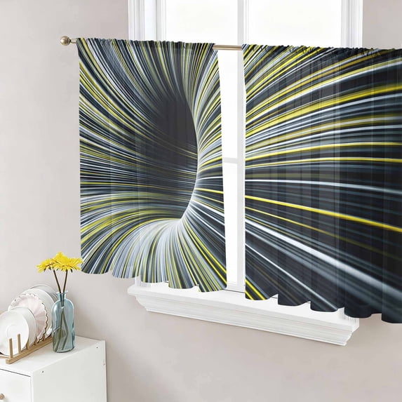 Abstract Sheer Curtains for Living Room Bedroom, Lemon Yellow White ...