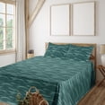 thumbnail image 1 of Ambesonne Abstract Fitted & Flat Sheet with Shams 4 Pcs Set, Ethnic Style Wavy Stripes, King, Pale Seafoam and Hunter Green, 1 of 1