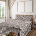 thumbnail image 1 of Abstract Sheet Set, Grunge Style Tribal Vibe Animal Print Inspired Striped Weathered Ornament, Fitted & Flat Sheet with Pillowcase Bedding Accent 3 Pcs Set, Twin XL, Brown Warm Taupe, by Ambesonne, 1 of 1