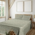 thumbnail image 1 of Ambesonne Abstract Fitted & Flat Sheet with Sham 3 Pcs Set, Wavy Stripes Geometric Art, Twin, Soft Blue Cocoa and Khaki, 1 of 5