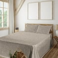 thumbnail image 1 of Ambesonne Abstract Fitted & Flat Sheet with Shams 4 Pcs Set, Wavy Muted Earthy Tones, King, Pale Eggshell Warm Taupe, 1 of 1