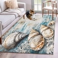 thumbnail image 1 of Abstract Shell Area Rugs 3x5 ft Blue Floral Ocean Coastal Washable Rug Non Slip Indoor Carpet Absorbent Floor Mat for Living Room Bedroom Dining Room, 1 of 9