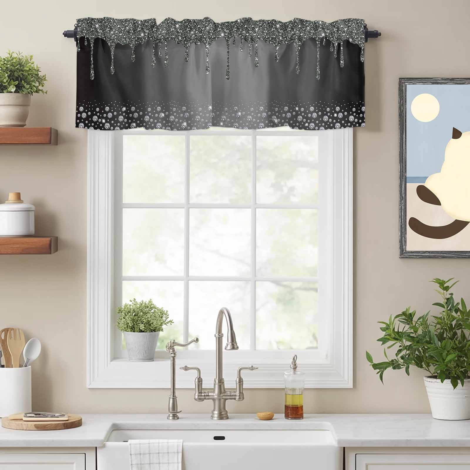 Abstract Shining Diamond Valances for Windows,Rod Pocket Valance for ...