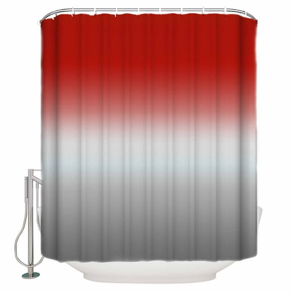 Abstract Shower Curtain, 36" x 72", Red Grey Gradient Modern Art Waterproof Bathroom Curtain Washable Shower Curtain Set with 12 Hooks